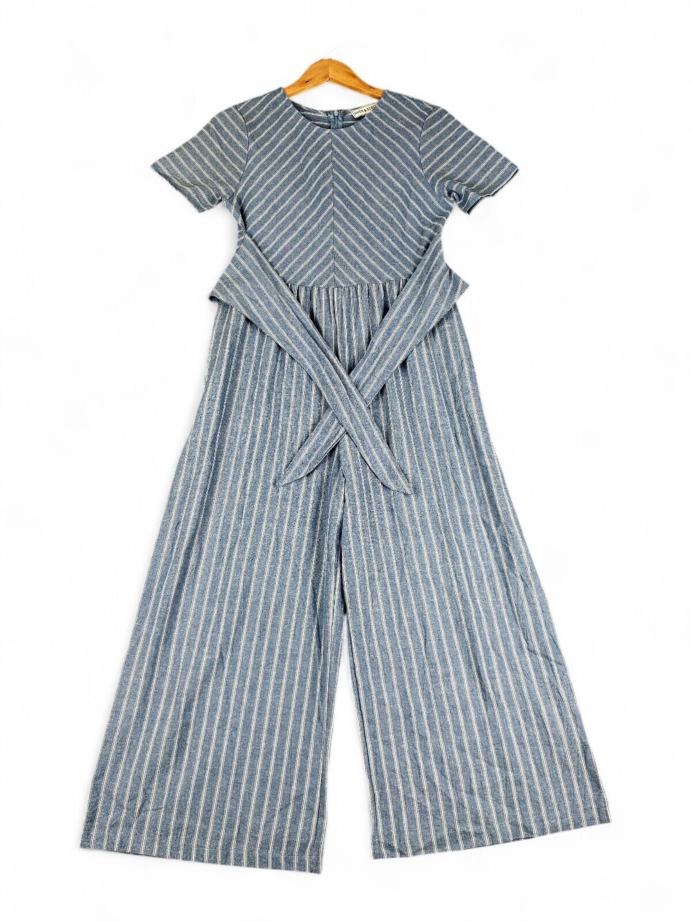 Piper & Scoot Striped Tie-Back Wide-Leg Jumpsuit S